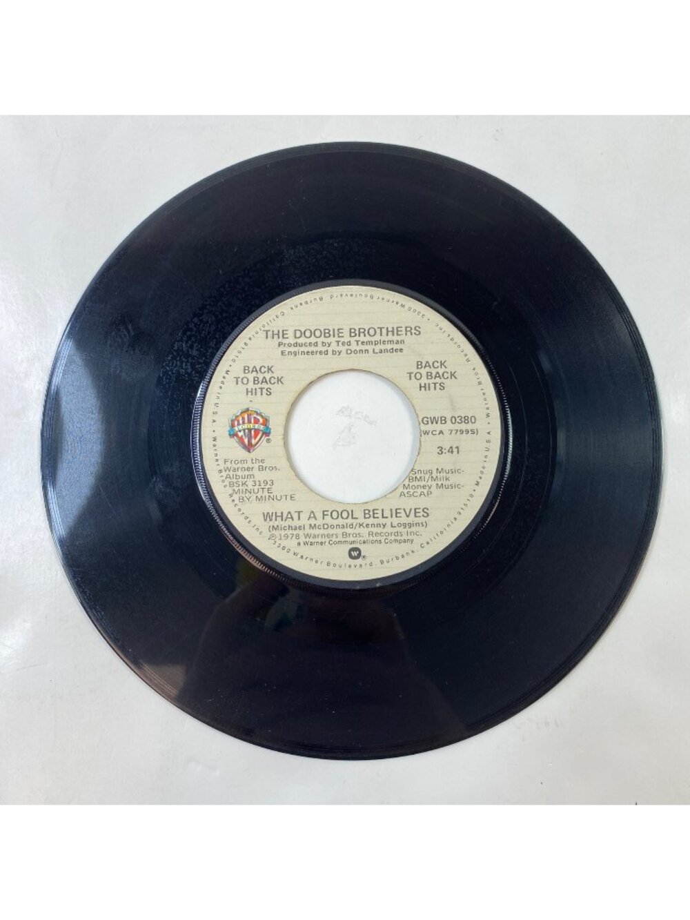 Vintage Doobie Brothers 45 RPM Vinyl What A Fool Believes/It Keeps You Runnin'